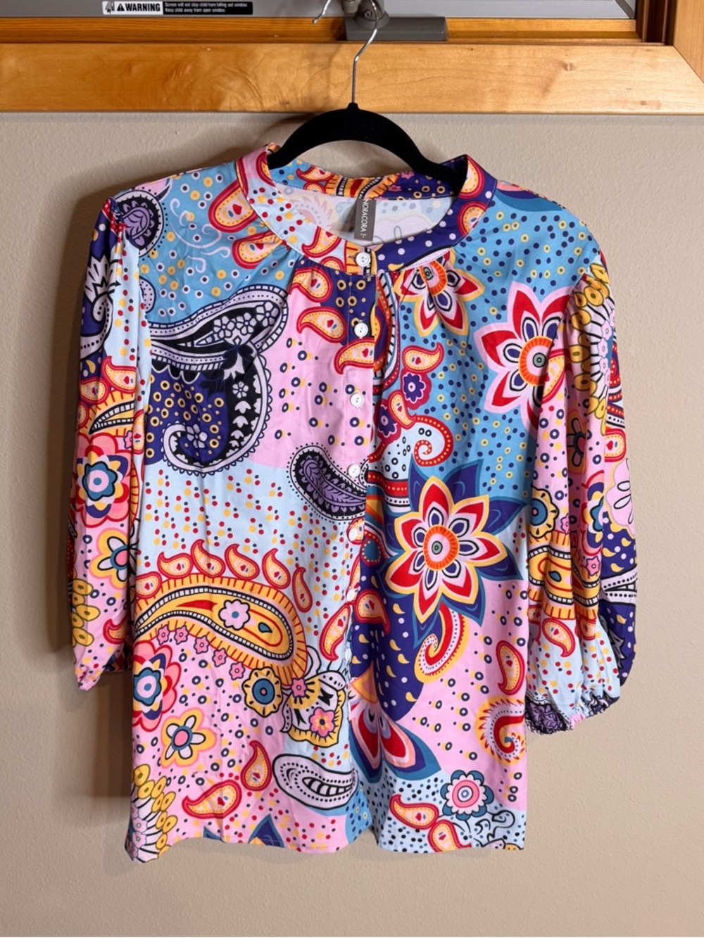 Noracora Vibrant Paisley Floral Popover Top - Multicolor
